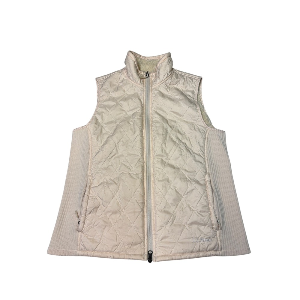 LL Bean Women's Quilted Fleece Lined Vest‎ Pink Size Medium Petite